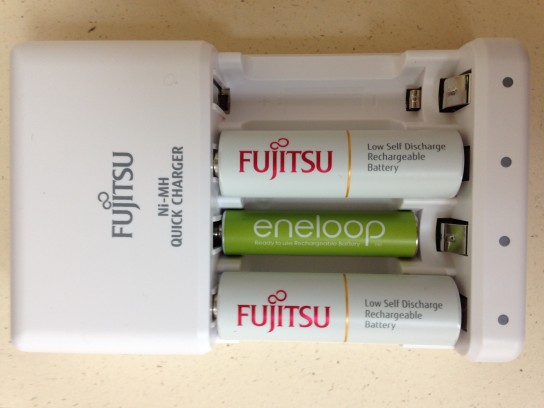 Fujitsu Charger and 3 batteries